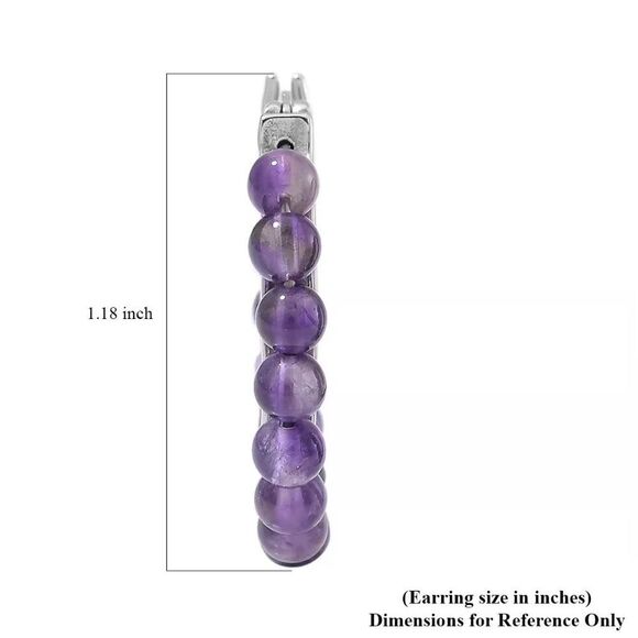 African Amethyst Beaded Hoop Earrings - Picture 3 of 3